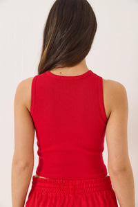 Fitilli Halter Yaka Kaşkorse Basic Crop Top Atlet 60602045 - Kırmızı