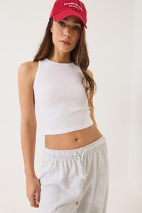 Fitilli Halter Yaka Kaşkorse Basic Crop Top Atlet 60602045 - Beyaz