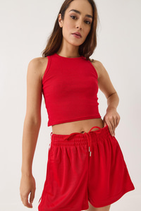 Fitilli Halter Yaka Kaşkorse Basic Crop Top Atlet 60602045 - Kırmızı
