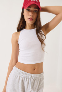 Fitilli Halter Yaka Kaşkorse Basic Crop Top Atlet 60602045 - Beyaz
