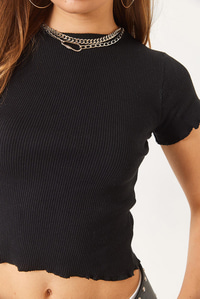 Fitilli Kaşkorse Basic T-Shirt 60261476 - Siyah