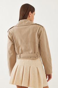 Gabardin Motorcu Ceket 2436 60351027 - Bej