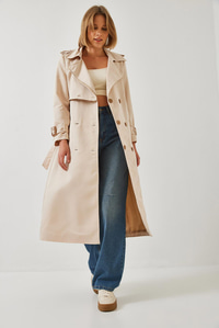 Garni Rüzgarlık Detay Kapaklı Trençkot 2488 60261003 - Krem DIŞ GİYİM modelleri