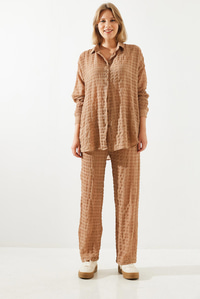 Gofre Kumaş Alt-Üst Takım 60551002 - Camel