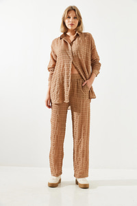 Gofre Kumaş Alt-Üst Takım 60551002 - Camel