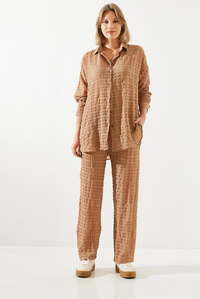 Gofre Kumaş Alt-Üst Takım 60551002 - Camel