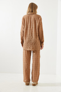 Gofre Kumaş Alt-Üst Takım 60551002 - Camel