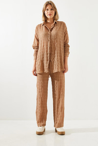 Gofre Kumaş Alt-Üst Takım 60551002 - Camel