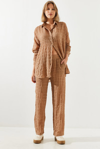 Gofre Kumaş Alt-Üst Takım 60551002 - Camel