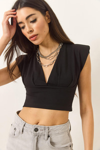 Hafif Dekolteli Crop Bluz 60284037 - Siyah