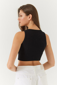 Halter Yaka Fitilli Kaşkorse Üçlü Bluz 60261081 - Beyaz-Siyah-Saks