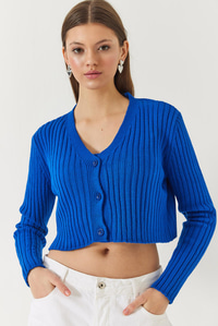 Hırka Crop Atlet İkili Triko Takım 60261447 - Saks