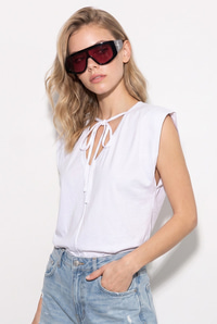 Kadın %100 Pamuk Bağlama Detaylı V Yaka Bluz 60382620 - Beyaz BLUZ modelleri