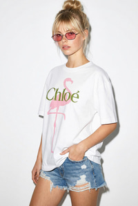 Kadın %100 Pamuk Bisiklet Yaka Flamingo Baskılı Oversize T-Shirt ÖT261016 60286079 - Beyaz T-SHİRT modelleri