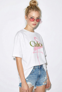 Kadın %100 Pamuk Bisiklet Yaka Flamingo Baskılı Oversize T-Shirt ÖT261016 60286079 - Beyaz T-SHİRT modelleri