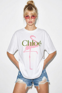 Kadın %100 Pamuk Bisiklet Yaka Flamingo Baskılı Oversize T-Shirt ÖT261016 60286079 - Beyaz T-SHİRT modelleri