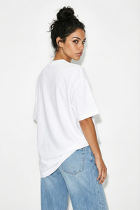 Kadın %100 Pamuk Bisiklet Yaka Maymun Punch Baskılı Oversize T-Shirt ÖT261035 60286081 - Beyaz T-SHİRT modelleri