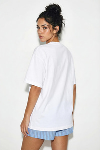 Kadın %100 Pamuk Bisiklet Yaka Tropicana Muz Baskılı Oversize T-Shirt ÖT261005 60286082 - Beyaz T-SHİRT modelleri