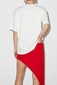 Kadın %100 Pamuk Çita Baskılı Yazı Detaylı Oversize T-Shirt ÖT261063 60286379 - Beyaz T-SHİRT modelleri