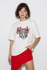 Kadın %100 Pamuk Çita Baskılı Yazı Detaylı Oversize T-Shirt ÖT261063 60286379 - Beyaz T-SHİRT modelleri