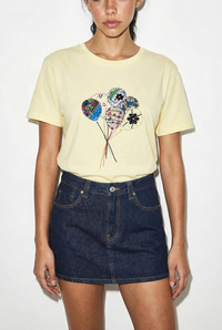 Kadın %100 Pamuk El İşi Balon Nakış Detaylı Premium Tasarım T-Shirt 1007 60282053 - Tereyağ T-SHİRT modelleri