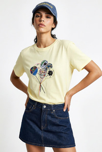 Kadın %100 Pamuk El İşi Balon Nakış Detaylı Premium Tasarım T-Shirt 1007 60282053 - Tereyağ T-SHİRT modelleri