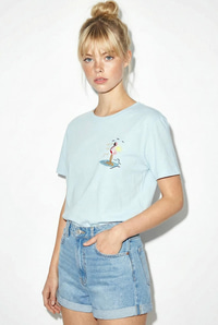 Kadın %100 Pamuk El İşi Flamingo Nakış Detaylı Premium Tasarım T-Shirt 1004 60282049 - Bebe Mavisi T-SHİRT modelleri