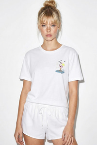 Kadın %100 Pamuk El İşi Flamingo Nakış Detaylı Premium Tasarım T-Shirt 1004 60282049 - Beyaz T-SHİRT modelleri