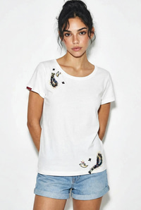 Kadın %100 Pamuk El İşi Nakış Detaylı Premium Tasarım T-Shirt 1006 60282052 - Beyaz T-SHİRT modelleri