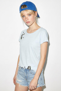 Kadın %100 Pamuk El İşi Nakış Detaylı Premium Tasarım T-Shirt 1006 60282052 - Bebe Mavisi T-SHİRT modelleri