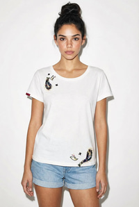 Kadın %100 Pamuk El İşi Nakış Detaylı Premium Tasarım T-Shirt 1006 60282052 - Beyaz T-SHİRT modelleri