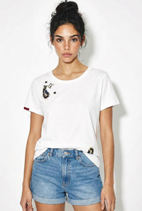 Kadın %100 Pamuk El İşi Nakış Detaylı Premium Tasarım T-Shirt 1006 60282052 - Beyaz T-SHİRT modelleri