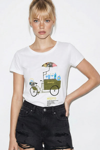 Kadın %100 Pamuk El İşi Nakışlı Bisiklet Baskılı Premium Tasarım T-Shirt 1002 60282047 - Beyaz T-SHİRT modelleri