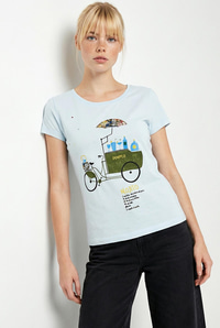 Kadın %100 Pamuk El İşi Nakışlı Bisiklet Baskılı Premium Tasarım T-Shirt 1002 60282047 - Bebe Mavisi T-SHİRT modelleri