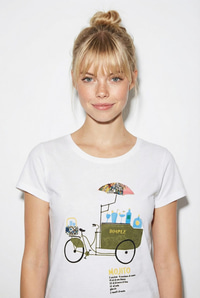 Kadın %100 Pamuk El İşi Nakışlı Bisiklet Baskılı Premium Tasarım T-Shirt 1002 60282047 - Beyaz T-SHİRT modelleri