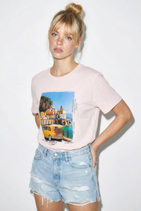 Kadın %100 Pamuk Italy Temalı Baskılı Premium Tasarım T-Shirt 1008 60282054 - Toz Pembe T-SHİRT modelleri