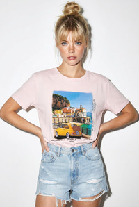 Kadın %100 Pamuk Italy Temalı Baskılı Premium Tasarım T-Shirt 1008 60282054 - Toz Pembe T-SHİRT modelleri