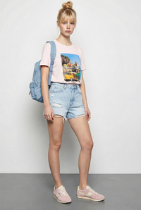 Kadın %100 Pamuk Italy Temalı Baskılı Premium Tasarım T-Shirt 1008 60282054 - Toz Pembe T-SHİRT modelleri