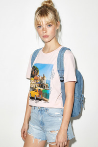 Kadın %100 Pamuk Italy Temalı Baskılı Premium Tasarım T-Shirt 1008 60282054 - Toz Pembe T-SHİRT modelleri