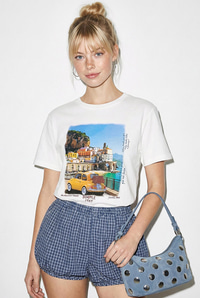 Kadın %100 Pamuk Italy Temalı Baskılı Premium Tasarım T-Shirt 1008 60282054 - Beyaz T-SHİRT modelleri