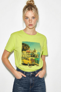 Kadın %100 Pamuk Italy Temalı Baskılı Premium Tasarım T-Shirt 1008 60282054 - Fıstık Yeşili T-SHİRT modelleri