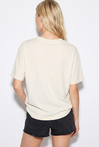 Kadın %100 Pamuk Minimal Baskı Detaylı Oversize T-Shirt 60382632 - Ekru T-SHİRT modelleri