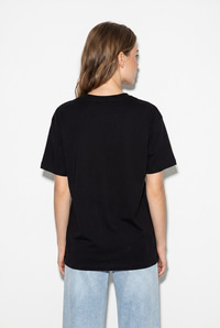 Kadın %100 Pamuk Oversize Bisiklet Yaka Yan Yırtmaçlı Basic T-Shirt 60382625 - Siyah T-SHİRT modelleri