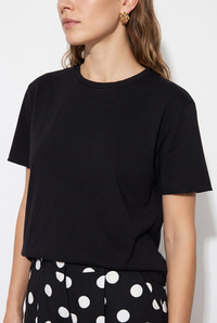 Kadın %100 Pamuk Regular Fit Bisiklet Yaka Basic T-Shirt 60382624 - Siyah T-SHİRT modelleri