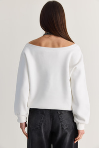 Kadın 96 Lucky Baskılı Birleşik Atlet Detaylı Kayık Yaka Sweatshirt 814 60286601 - Beyaz SWEATSHİRT modelleri