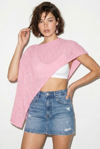 Kadın Ajurlu Triko Asimetrik Kesim Pareo TP261002 60286366 - Pembe BLUZ modelleri