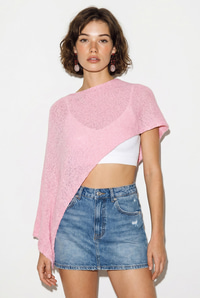 Kadın Ajurlu Triko Asimetrik Kesim Pareo TP261002 60286366 - Pembe BLUZ modelleri