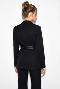 Kadın Astarlı Çift Kemer Detaylı Klasik Blazer Ceket 8151 60286140 - Siyah CEKET modelleri