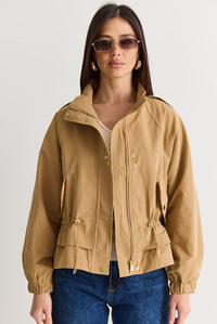 Kadın Astarlı Dik Yaka Beli Büzgülü Cep Detaylı Kısa Yağmurluk 2954 60286575 - Camel DIŞ GİYİM modelleri