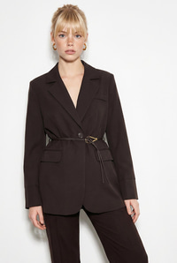 Kadın Astarlı Garni Kol Detaylı Kemerli Blazer Ceket 8146 60286139 - Acı Kahve CEKET modelleri